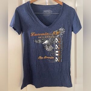 Motorcycle Rally Navy Graphic V-Neck Tee